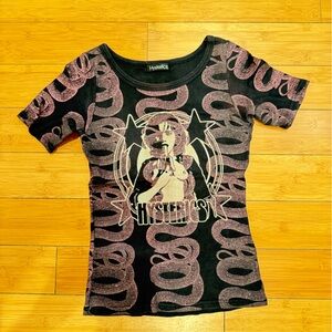 EXTREMELY RARE Vintage Hysteric Glamour Red Banana Girl Snake Loop T-shirt.